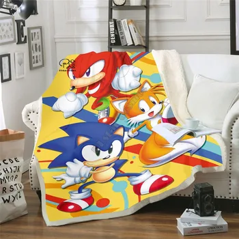 Anime Super Sonic Cobertor De Design De Flanela Cobertor De Lã Para Crianças, Impressos Cama Quente Jogue Cobertor Crianças Cobertor 01