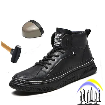 Anti-Esmagamento Botas de Trabalho Respirável Calçado de Segurança para os Homens e Mulheres de Segurança do Dedo do pé de Aço Única Botas de Esportes Anti-Punctura Sapatos