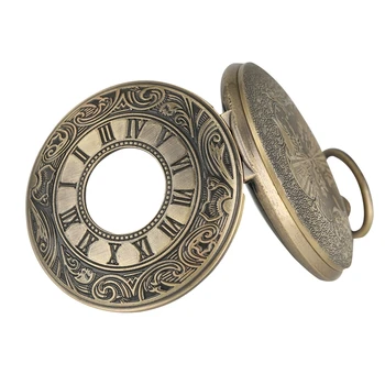 Antigo Vintage Bronze Romano Número De Quartzo Relógio De Bolso Colar Preto Da Cadeia De Homens, Mulheres Fob Relógios De Moda Relógio Recordações