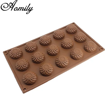 Aomily 15 Furos 3D Crisântemo de Girassol em Forma de Silicone de Sabão Doces Fondant de Chocolate de Cozinha Molde de Silicone Cookies do Molde do Bolo
