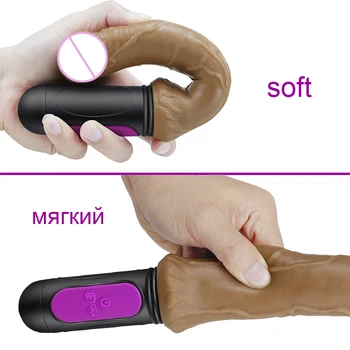 Aquecimento de carregamento USB Vibrador para Mulher 10 velocidade Pode dobrar Macio vibrador enorme Pênis Ponto G Vagina, ânus Masturbador Brinquedo do Sexo para adultos