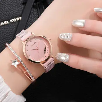 As Mulheres De Luxo Relógios Pulseira Conjunto De Diamante Calendário Pulseira De Senhoras Relógio Casual Ímã De Mulheres Relógio De Pulso Relógio Relógio Feminino