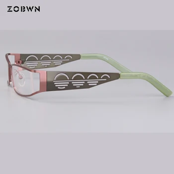 As mulheres de óculos falsos completo rim marrom frente com rodada Vazios em templos очки модные pode colocar lente de leitura miopia computador anti azul