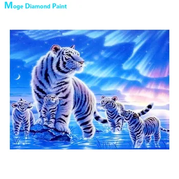 Aurora Tigre Branco Diamante Pintura de Animais Cênica Rodada Completa da Broca Nouveaute DIY Mosaico, Bordados 5D Ponto de Cruz, Decoração de Casa