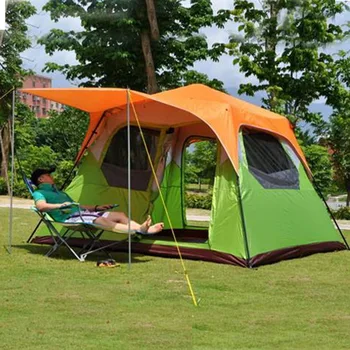 Automática de dupla camada 5-8 pessoa usar ultralarge impermeável permeável festa de família barraca de camping, barraca de barracas de acampamento ao ar livre