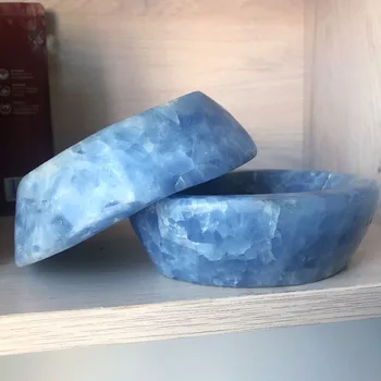 Azul Natural Celestite Cristal De Quartzo Tigela Oval Azul Cristais De Quartzo, Calcita