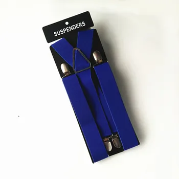 BD054-tamanho Grande azul Royal Adultos suspender 3.5 largura 4 clipes em mulheres cinta elástica ajustável X volta de calças com suspensórios para homem
