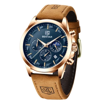 BENYAR 2020 Novo Topo dos Homens relógios de quartzo de moda de luxo, relógios de ouro para os homens impermeável esportes homens cronógrafo Relógio Masculino