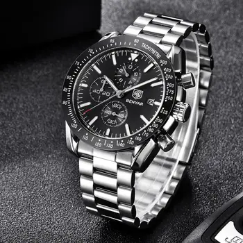 BENYAR Homens Relógios de Marca de Topo Negócios de Luxo Relógios Mens Impermeável Relógio de Quartzo da Moda de Aço Relógio Relógio Masculino