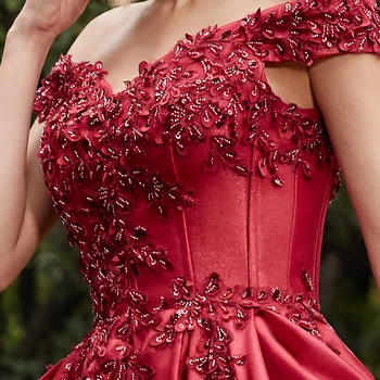 BEPEITHY Fora Do Ombro Vermelho Longo Vestido de Noite Para Mulheres Elegantes Rendas Corpete Uma Linha de Feitos Plus Size Vestido de Baile 2020 Novo