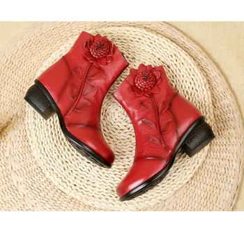 BEYARNE Outono Inverno Retro Botas Artesanais Ankle Boots Genuíno Real Sapatos de Couro Botines Mujer Mulheres Sapatos de Senhoras Botas de Couro
