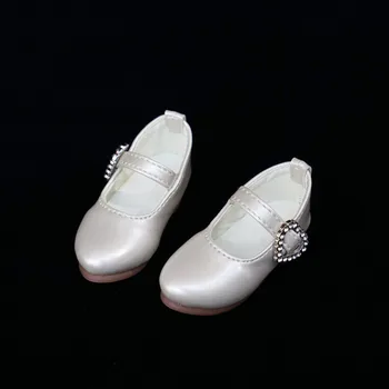 BJD boneca sapatos adequados para pequenos 1/3 1/4 do tamanho de moda com pontas de couro sapatos de colocação de pequenos amor branco boneca acessórios
