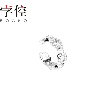 BOAKO Trançado Duplo Diamante Brincos de Prata 925 Esterlina de Zircão Brincos Para Mulheres Jóias Pendientes Brincos de Ouro coreano