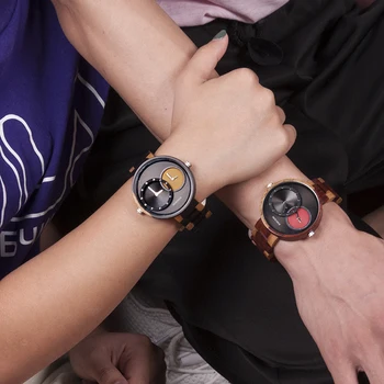 BOBO de AVES de Luxo Adora Assistir relógio feminino Especial de Combinação de Cores de Madeira Relógios de Design Minimalista, Dois de Fuso Horário Idéia de Presentes