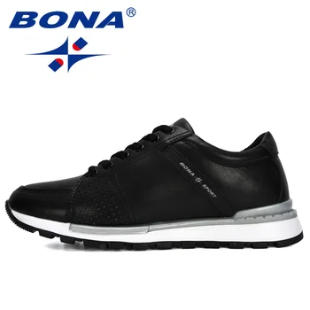 BONA 2020 Novos Designers Homens Tênis Respirável Homem Calçado Casual Zapatillas Hombre Luz Andando Sapatos Masculinos Chaussure Homme