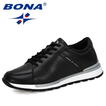 BONA 2020 Novos Designers Homens Tênis Respirável Homem Calçado Casual Zapatillas Hombre Luz Andando Sapatos Masculinos Chaussure Homme