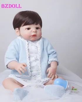 BZDOLL 55 cm de Corpo Inteiro de Silicone Reborn Baby Doll Brinquedos Realistas Jogar a Casa de Brinquedo de Menino Recém-nascido Bebê de Presente de Natal tomar banho de Chuveiro Brinquedo