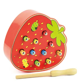 Baby Brinquedos De Madeira Pegando Worms Jogo De Quebra-Cabeça Educativo De Crianças Brinquedos Jogo De Memória Magnética Início De Brincar De Faz De Conta Brinquedos Para Crianças