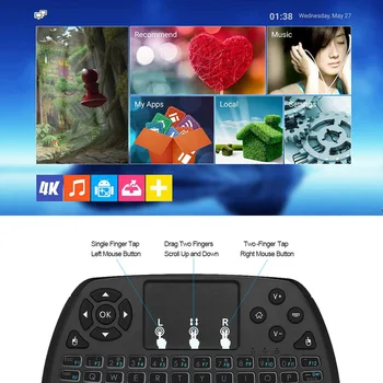 Backlit sem Fios de 2,4 GHz Teclado Touchpad Airmouse Controle Remoto de Mão 4 Cores de luz de fundo para CAIXA de TV Android Smart TV PC