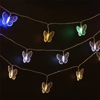 Bateria Operado Seqüência de Luzes de 1,2 M 10 LED de Borboleta Luzes de Fadas para o Quarto de Jardim de Natal Festa de Casamento Decoração do Feriado