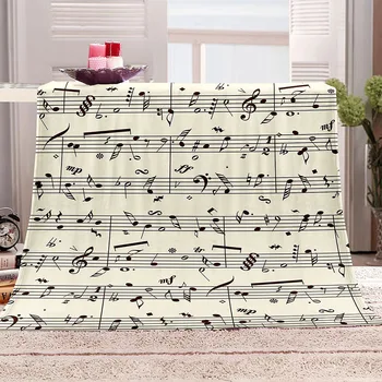 Bebê Adulto Macia Personalidade Nota de Música Impressa de Flanela Cobertor Confortável, Respirável e Material Adequado para o Sofá Bedroombed