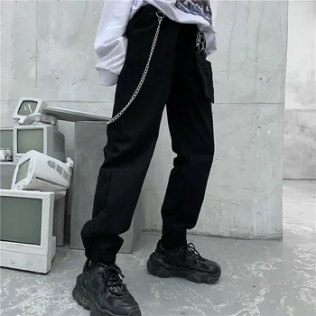 Bella filosofia de Cintura Alta Calças Soltas Corredores de Mulheres Calças de Harém de Streetwear Punk Carga Calças Capris Calças coreano 2020