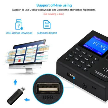 Biométrico de impressão digital RFID Controle de Acesso Sistema de Teclado Eletrônico USB Relógio de Tempo Gravador, Máquina de Atendimento +10 Pingentes Cartão