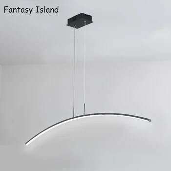Black White LED Lâmpada de Pingente Sala de Jantar Sala de estar Simples linha de suspensão Luz de Teto Lustre Luminária