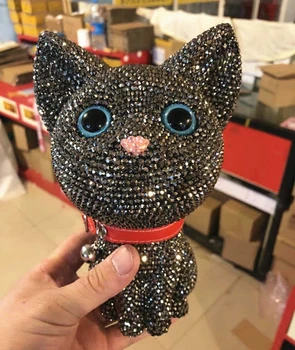 Bling Kitty Strass Mealheiro Gatinho de Caixa, Caixa de Presente Criativo para as Crianças em Casa a Decoração do Carro de Acessórios de Secretária Estatueta Sorte Gato
