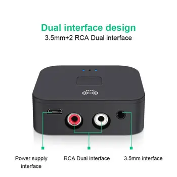 Bluetooth 5.0 RCA de Áudio do Receptor Transmissor sem Fio NFC Carro sem Fios de Baixa Latência e alto-falantes de Áudio Adaptador de 3,5 mm AUX+2 RCA