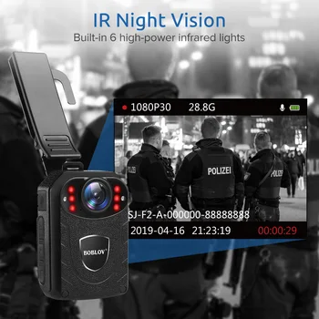 Boblov KJ21 Corpo Cam HD 1296P Gravador de Vídeo com 64 gb de Armazenamento, Câmera de Segurança INFRAVERMELHO de Visão Noturna Wearable Filmadoras Mini Polícia Câmara