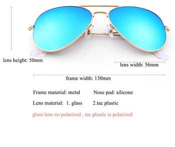 Boloban 3025 óculos de sol TAC polarizada lente de vidro homens mulheres 56mm piloto clássico da marca de óculos espelho oculos de sol UV400