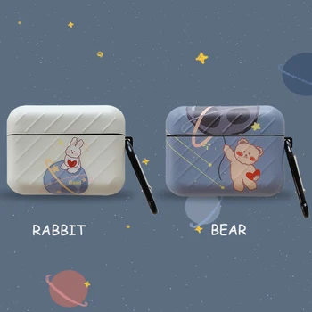 Bonito dos desenhos animados Urso coelho planeta Fone de ouvido Caso para Airpods 1 2 pro Caso Macio Earpods Tampa para Airpods Pro Caso de Acessórios