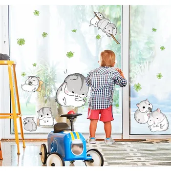 Bonito pequeno hamster quarto closet adesivos criativos com adesivos de gato animal de estimação bonito etapa adesivos pet shop decorativos, adesivos de parede