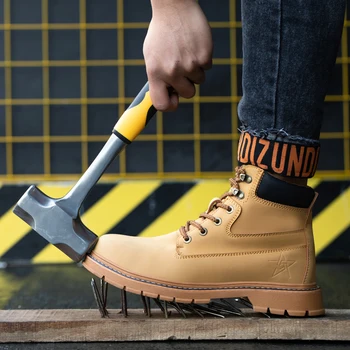 Botas de trabalho de Proteção Mens sapatas de Aço do dedo do pé de botas Anti-choque, anti-perfuração homens de protecção calçado de segurança sapatos indestrutível