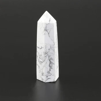 Branco Natural Howlite Turquesa, Cristal De Quartzo Varinha De Cura Pedra De Gema Crua Rock Hexágono Obelisco Ponto De Minerais Amostra Feng Shui