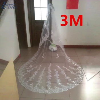 Brilhante laço de Lantejoulas Longo De 3 M 3,5 m 5M de Noiva, Véus de Noiva Acessórios Catedral de Véus de Noiva Branco Em Estoque Venda Quente