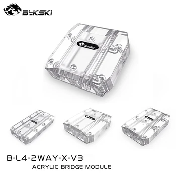 Bykski Multi Placa Gráfica Ponte Módulo de Acrílico Usam Conectores para 2/3/4 Placa GPU Canal de Conexão, B-L4-2WAY-X-V3