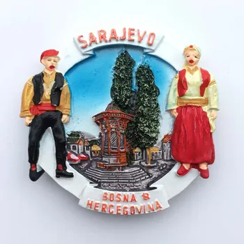 Bósnia E Herzegovina Ímã De Geladeira Decoração De Mostar, Sarajevo Marco Um Ponto Turístico O Turismo Cultural, Lembranças Ímã De Idéias De Presentes