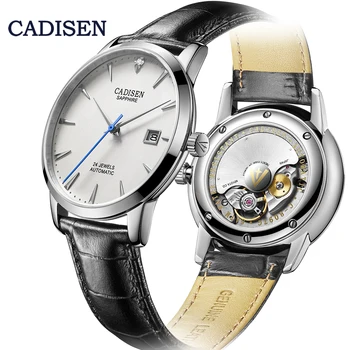 CADISEN Homens Relógios Relógio de Pulso Mecânico Automático MIYOTA 9015 Marca de Topo imóveis de Luxo Relógio de Diamantes de Safira Curvo Vidro de Relógio