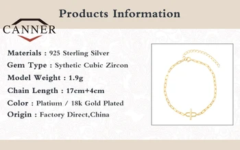 CANNER 925 Prata Esterlina Europeu, Americano Clipe de Papel Bracelete da forma Para as Mulheres da Cor do Ouro Pulseiras de Finas Jóias pulseras