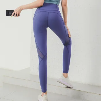 COLORVALUE de Malha calças de ginástica mulheres de cintura alta esporte leggings cor-de-rosa calças de yoga com bolso sexy do desgaste dos esportes para as mulheres