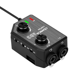 COMICA AD3 XLR/3.5 mm 6,35 mm de Áudio Microfone pré-amplificador Mixer/Adaptador/Guitarra Interface para DSLR Canhão Nikon Câmera do iPhone Android