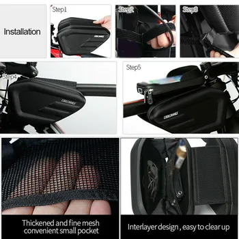 COOLCHANGE Para 6-6.2 Polegadas de Telefone Tubo de Bicicleta Saco de impressão digital Impermeável Bicicleta de Shell Duro Pacote de Peças de ferramentas Práticas