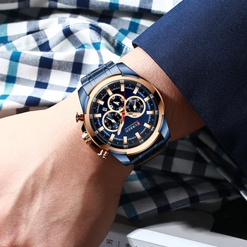CURREN Moda Casual de Aço Inoxidável Relógios de Homens de Quartzo relógio de Pulso Cronógrafo Relógio de Desporto Luminosa ponteiros do Relógio Masculino