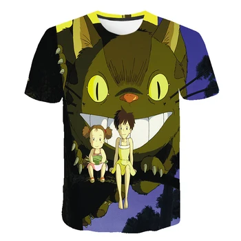 Camisa de T de crianças Roupas de Meninas Harajuku Tshirt Studio Ghibli Totoro Miyazaki Ullzang Gráfico T-shirt Engraçada dos desenhos animados Tshirt 90 Anime