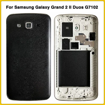 Carcaça completa Case Para Samsung Galaxy Grand 2 II Duos G7102 G7106 G7100 Bateria Tampa Traseira Porta do Meio do Quadro + de LCD frontal de vidro