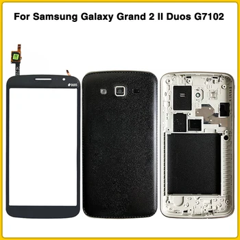 Carcaça completa Case Para Samsung Galaxy Grand 2 II Duos G7102 G7106 G7100 Bateria Tampa Traseira Porta do Meio do Quadro + de LCD frontal de vidro