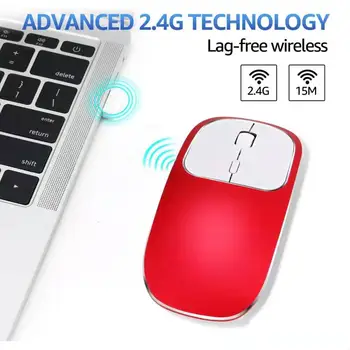 Carregamento sem fio do mouse, 2.4 GHz mouse ergonômico, mute ultra-fino tablet mini mouse, liga de Alumínio de alta qualidade mouse portátil.