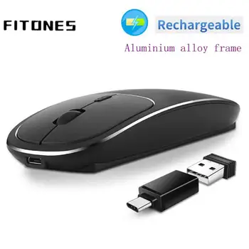 Carregamento sem fio do mouse, 2.4 GHz mouse ergonômico, mute ultra-fino tablet mini mouse, liga de Alumínio de alta qualidade mouse portátil.